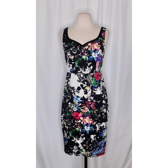 Anthropologie LEIFNOTES Chroma Shadow Floral Sheath Dress Fitted Romantic Size 0 - Picture 3 of 13